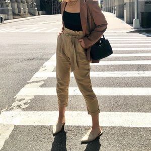 Lucy and Wang Tan Trouser Pants
Paper bag style